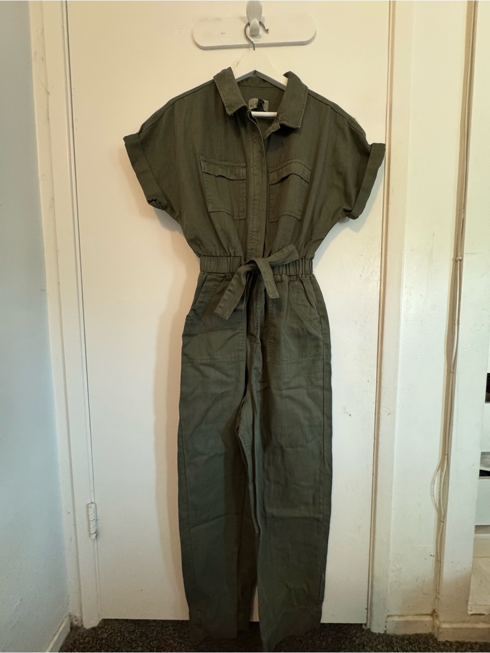 Universal Thread Olive Green Utility Tie-Waist Jumpsuit